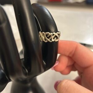 Tiffany & Co. Paloma Picasso 925 Gold Triple Loving Heart Ring-Size 5
